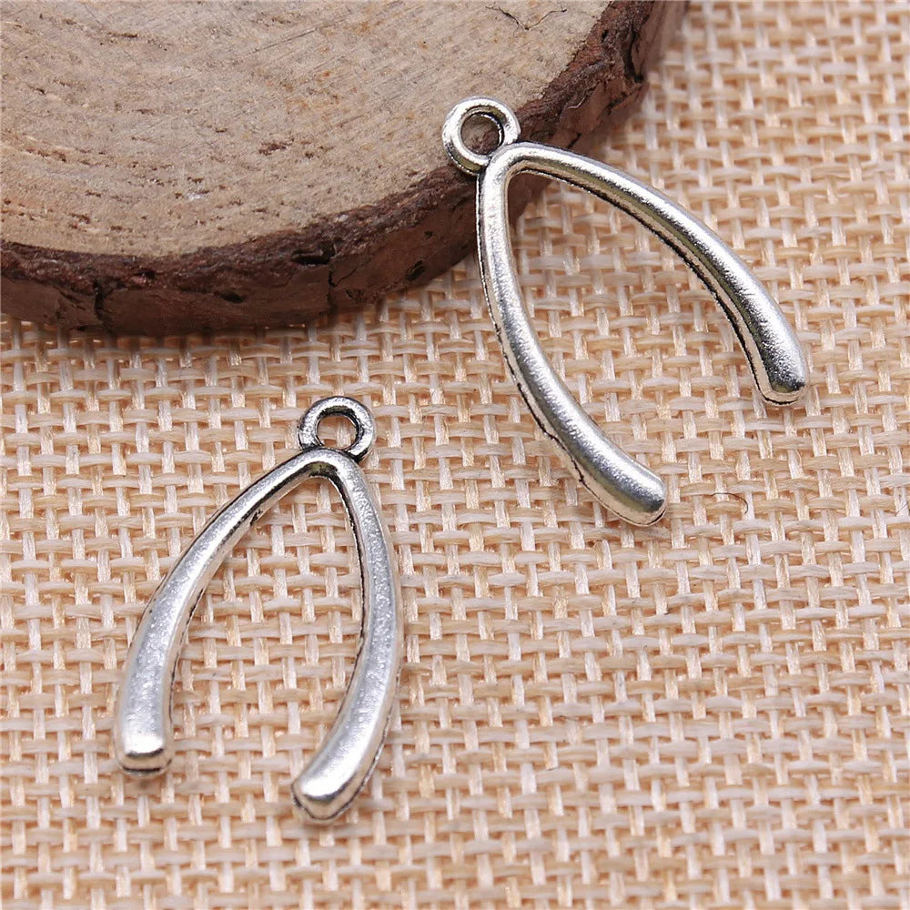 25x14mm 1.5g Multicolor Zinc Alloy Wishbone Charm Pendant for DIY Necklace Bracelet Jewelry Making