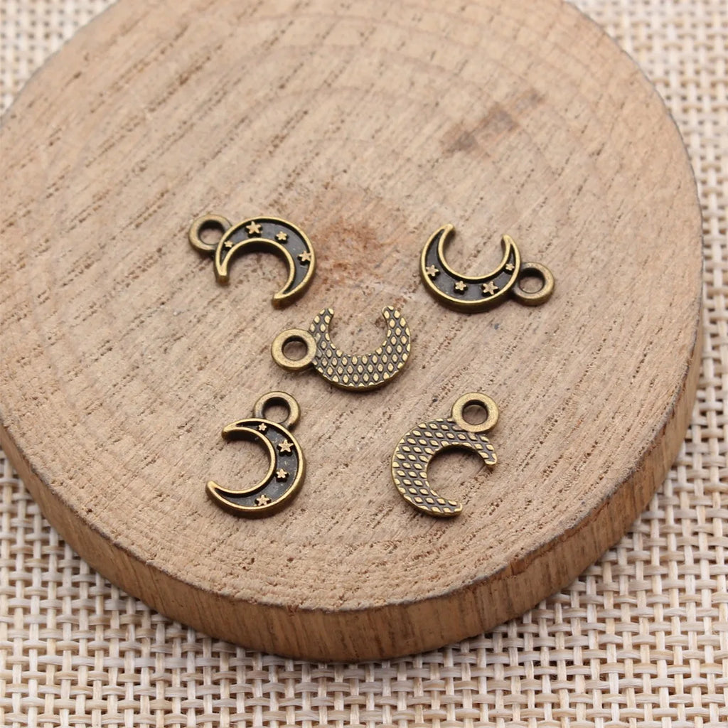 12x7.8mm 0.32g Multi Color Zinc Alloy Moon Star Charm Pendant for DIY Necklace Bracelet Jewelry