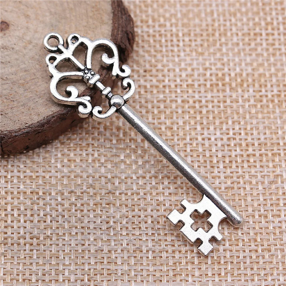 57x18mm 4.2g Multicolor Zinc Alloy Key Charm Pendant for DIY Bracelet Necklace Jewelry Making