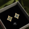 Old Money Style 14K Plated Copper Star Geometric Micro Pave Zircon Stud Earrings