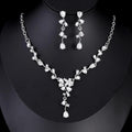Luxury Teardrop Crystal Flower Necklace And Earrings Jewelry Set For Bridal Wedding Party Banquet Jewelry