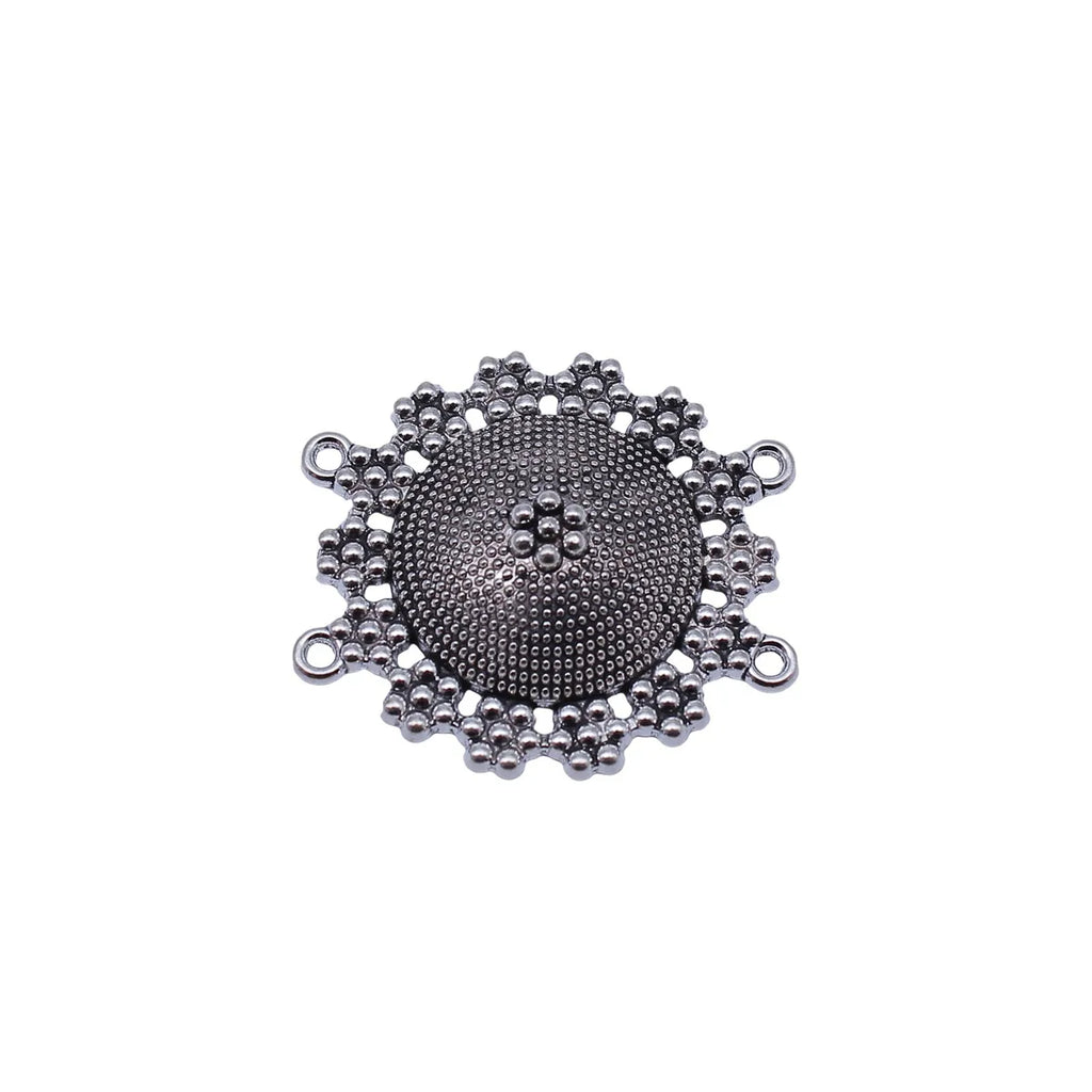 38x35mm 5.9g Antique Silver Tone Zinc Alloy 4-Hole Connector Charm for Body Chain Waist Chain DIY