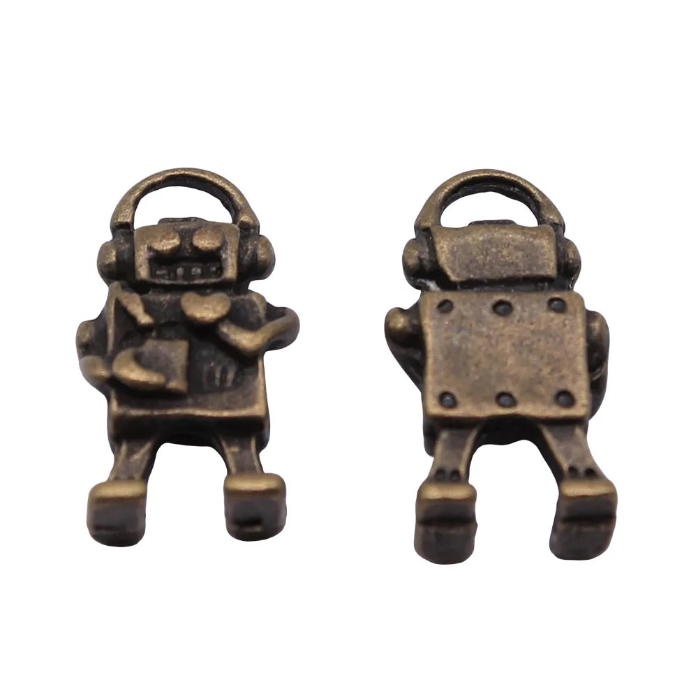 17x9mm 1.4g Multicolor Zinc Alloy Robot Charm Pendant for DIY Necklace Bracelet Jewelry Making
