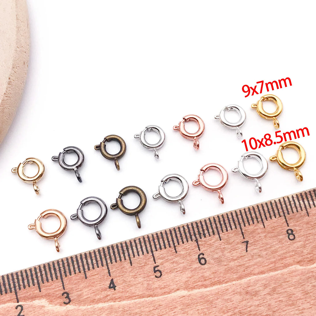 Copper Round Spring Ring Clasp Connector for DIY Bracelet Necklace Finishing