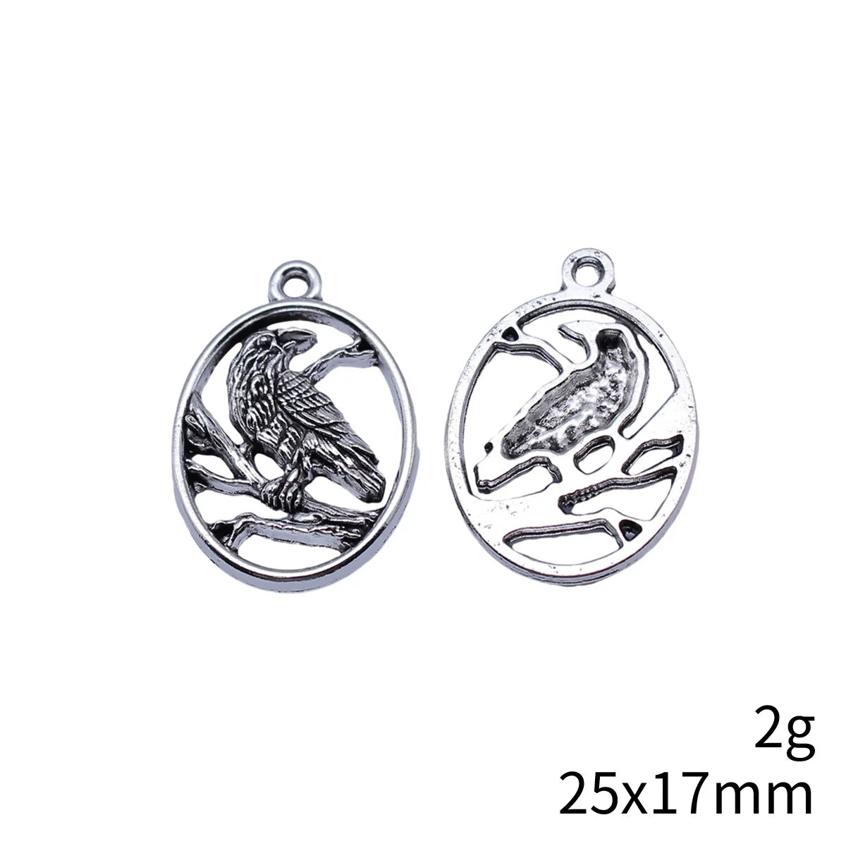 25x17mm 2g Antique Silver Zinc Alloy Crow Charm Pendant for Bracelet Necklace DIY Jewelry Making