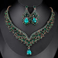Luxury Bridal Crystal Rhinestone Teardrop Necklace And Earrings Jewelry Set For Wedding Banquet Party Gift