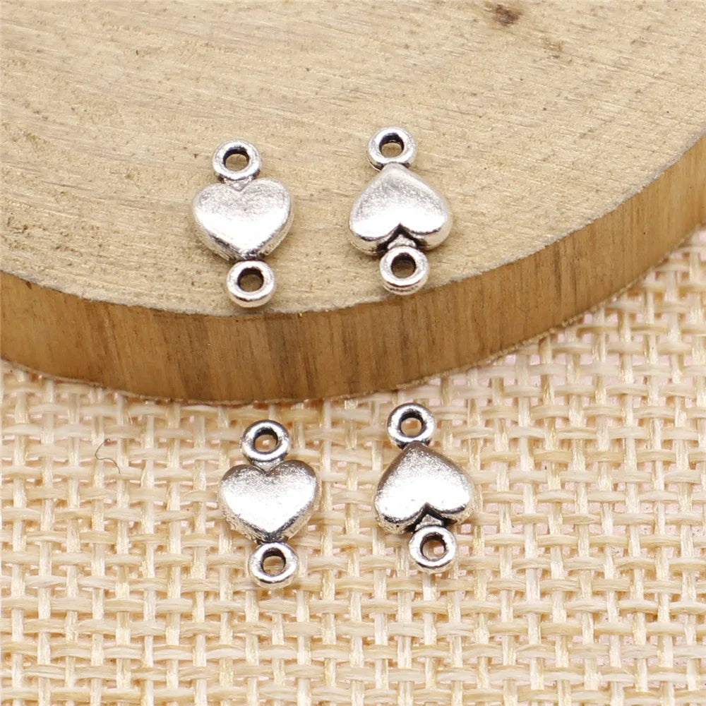 10x5mm 0.3g Multicolor Zinc Alloy Small Heart connector charm for DIY bracelet necklace making