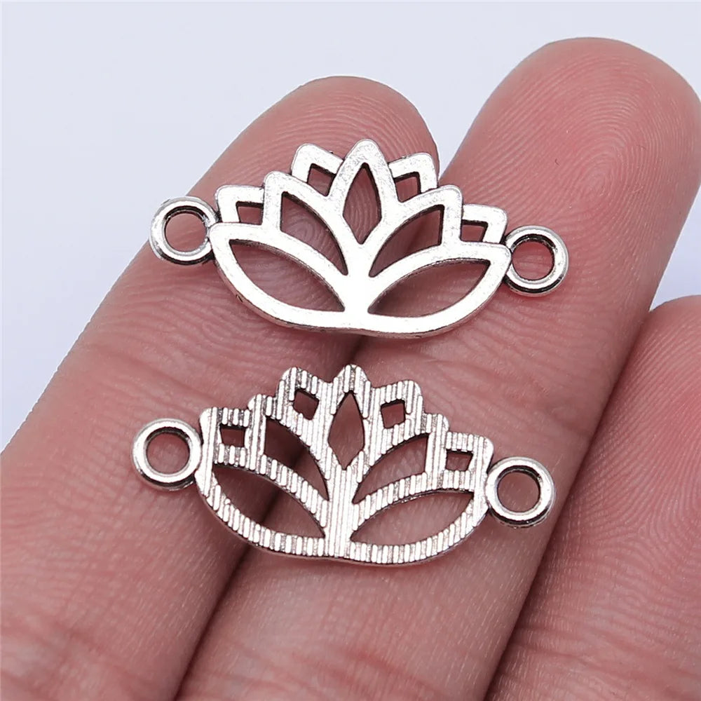 27x13mm 1g Antique Silver Zinc Alloy Lotus Connector Charm for DIY Bracelet Necklace Making
