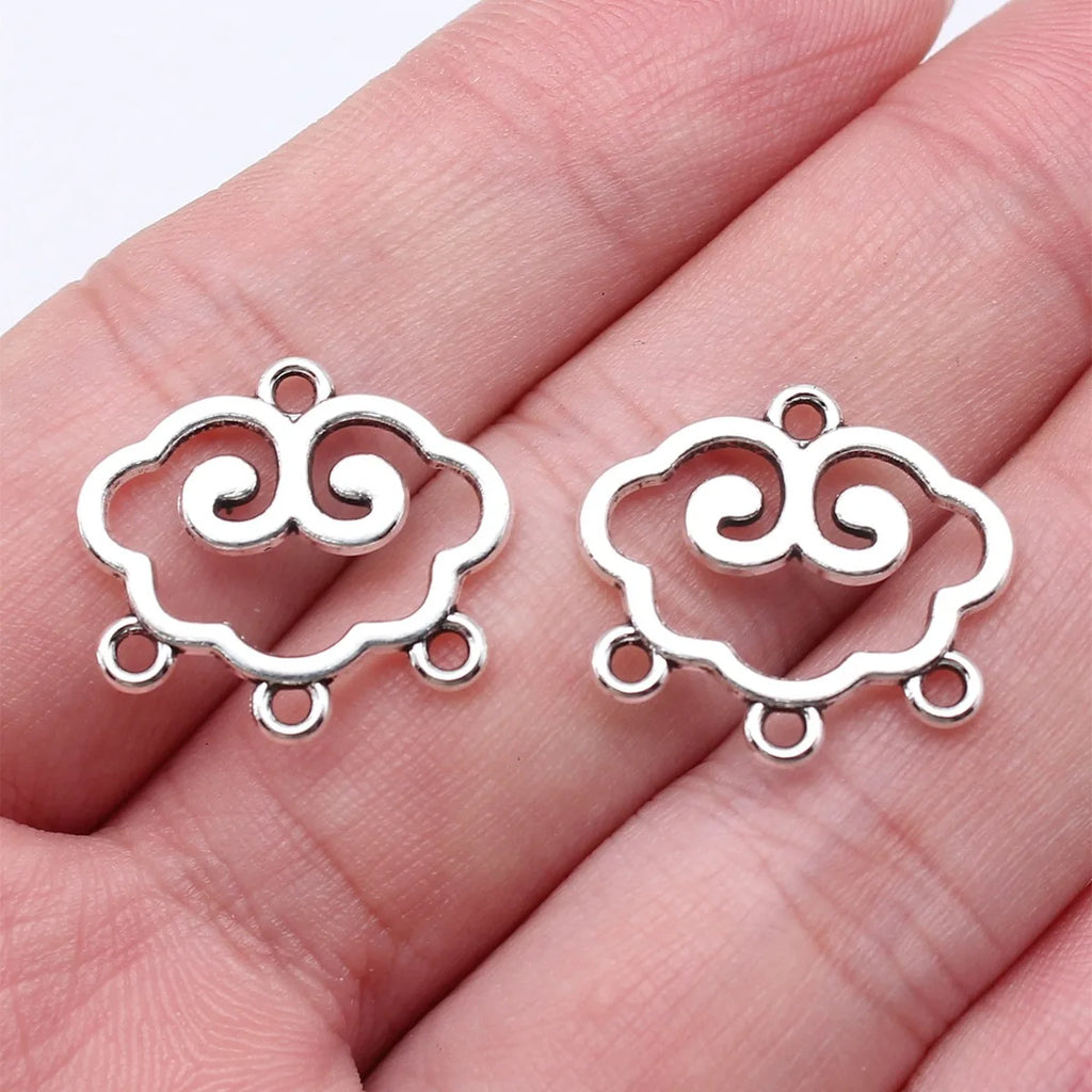 18x20mm 1.1g Multicolor Zinc Alloy Chinese Cloud Earring Connector Charms for DIY Earrings Jewelry Making