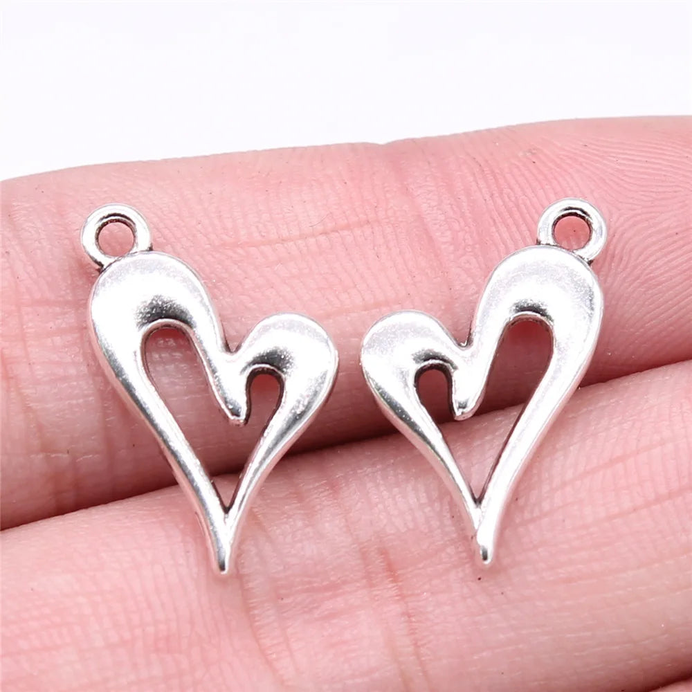 20x13mm 1.13g Zinc Alloy Openwork Heart Hollow Charm Pendant for DIY Bracelet Necklace Jewelry Making