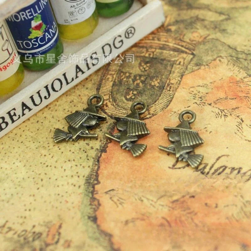 14x11MM Antique Silver Zinc Alloy Broom Charm Pendant for DIY Necklace Bracelet Jewelry Making