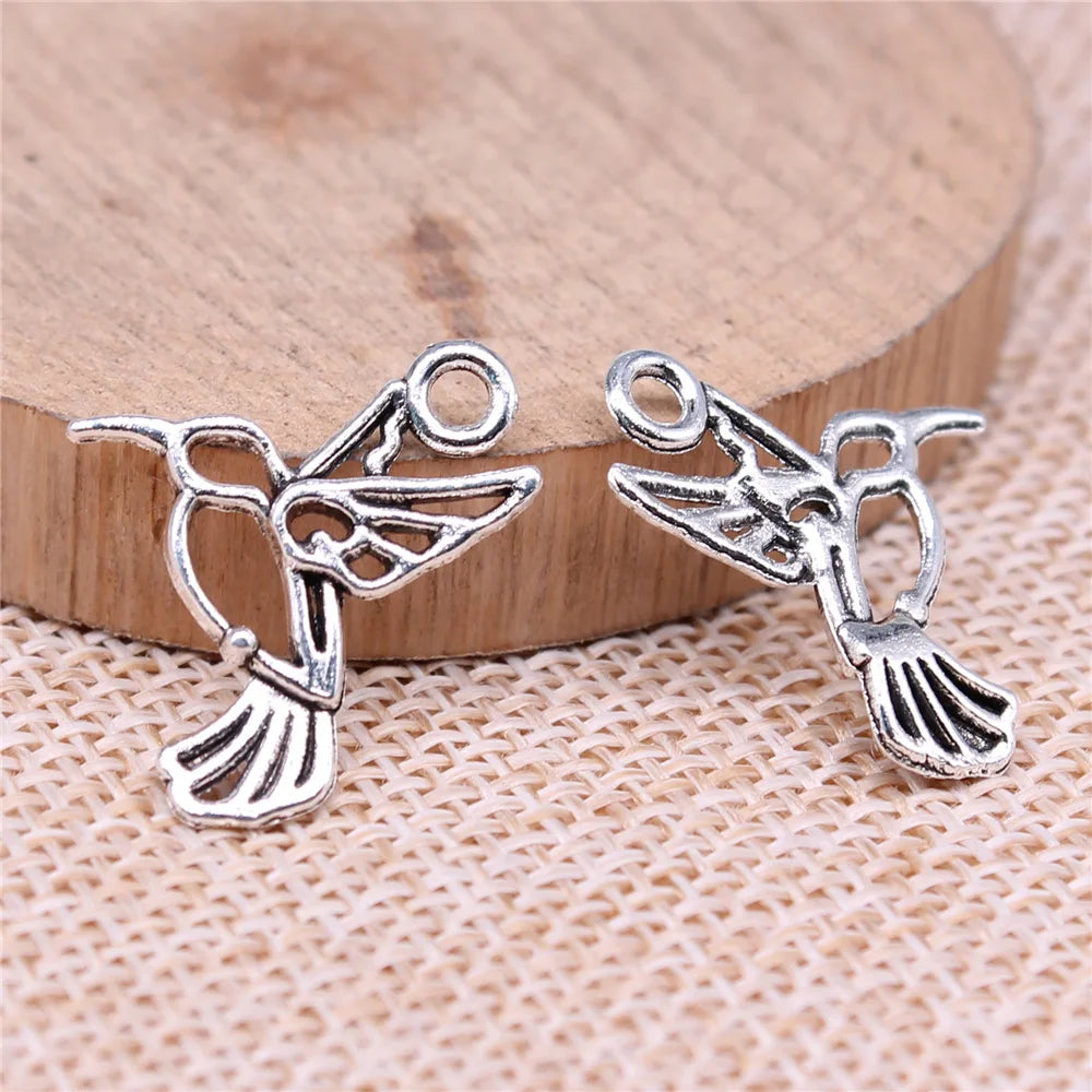 18x18mm 0.68g Multicolor Zinc Alloy Hummingbird Bird Charm Pendant for DIY Necklace Bracelet Jewelry Making