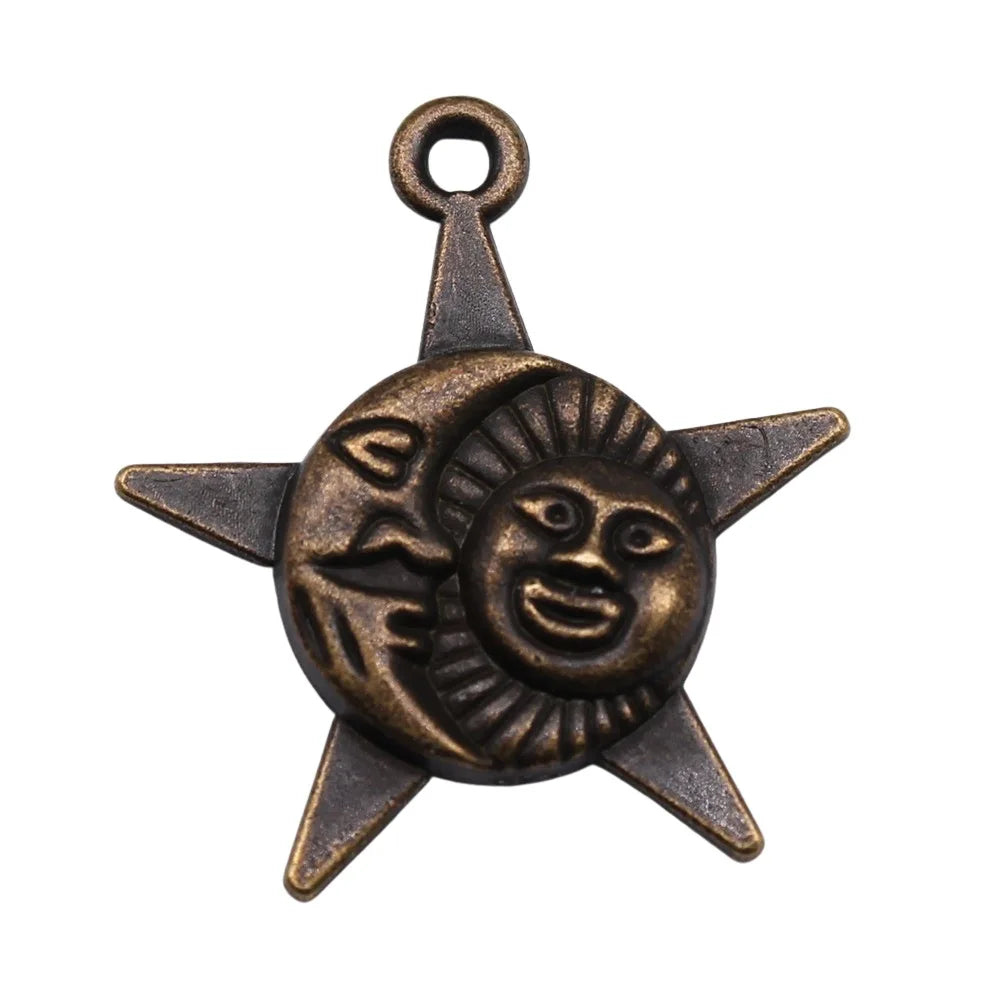27x23mm 1.7g Zinc Alloy Sun Moon Star Charm Pendant for Necklace Bracelet Clothing Accessory DIY
