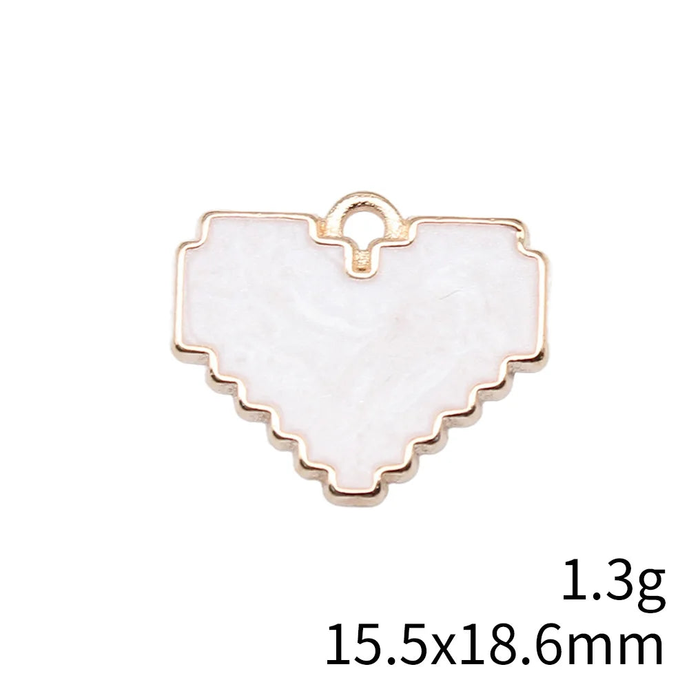 15.5x18.6mm 1.3g Multicolor Zinc Alloy Pixel Heart Charm Pendant for DIY Necklace and Bracelet Making