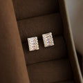 Light Luxury Copper Zircon Square Geometric Stud Earrings, Sparkling Minimalist Fashion Jewelry