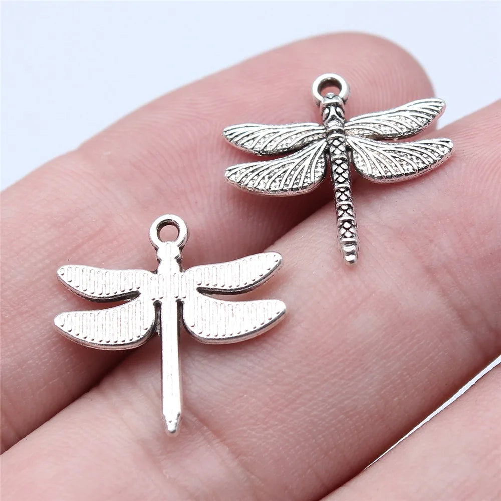 18x18mm 0.9g Antique Silver Zinc Alloy Dragonfly Charm Pendant for Necklace Bracelet Making