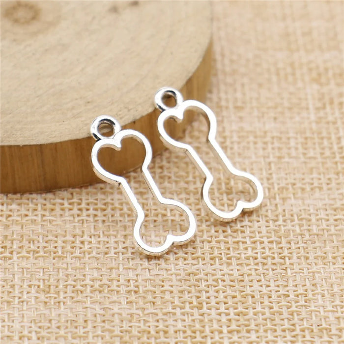 25x11mm 0.8g Multicolor Zinc Alloy Hollow Bone Charm Pendant for Pet Theme DIY Jewelry Making