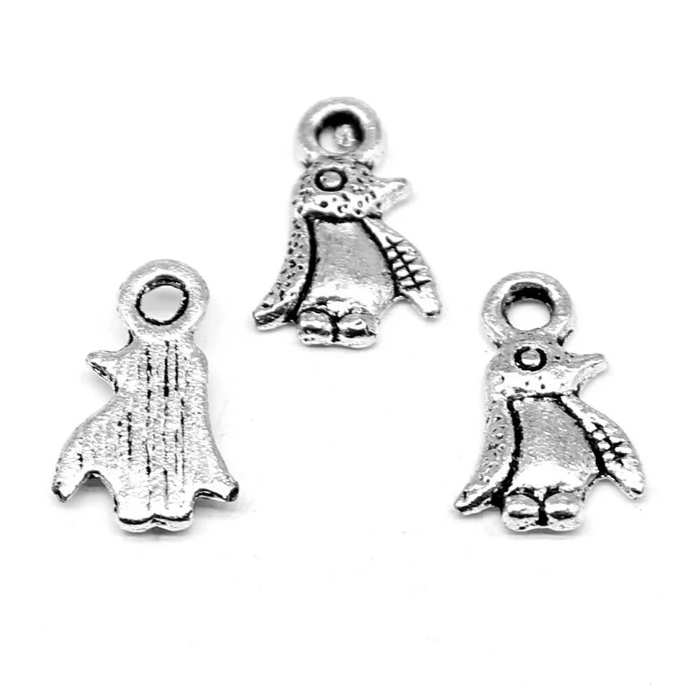 7x11mm 0.3g Antique Silver Zinc Alloy Penguin Charm Pendant for DIY Bracelet Necklace Making