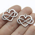 27x22mm 2.5g Antique Zinc Alloy Heart Infinity Symbol Charm Pendant for DIY Bracelet Necklace Making
