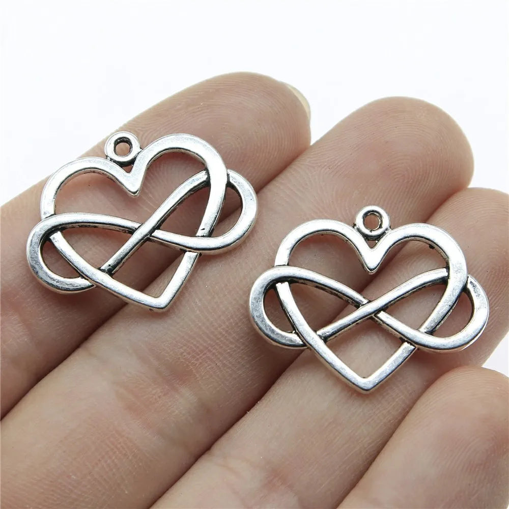 27x22mm 2.5g Antique Zinc Alloy Heart Infinity Symbol Charm Pendant for DIY Bracelet Necklace Making