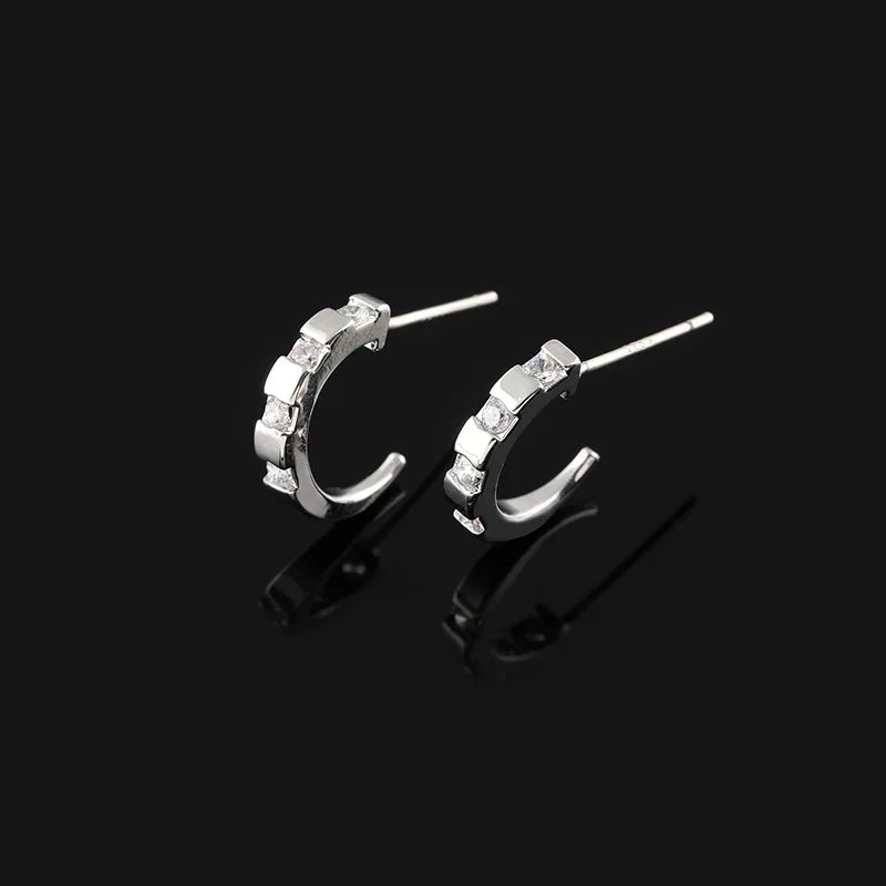 Vintage Gold Alloy Zircon Hoop Huggie Stud & Clip On No Piercing Silicone Ear Clip Earrings