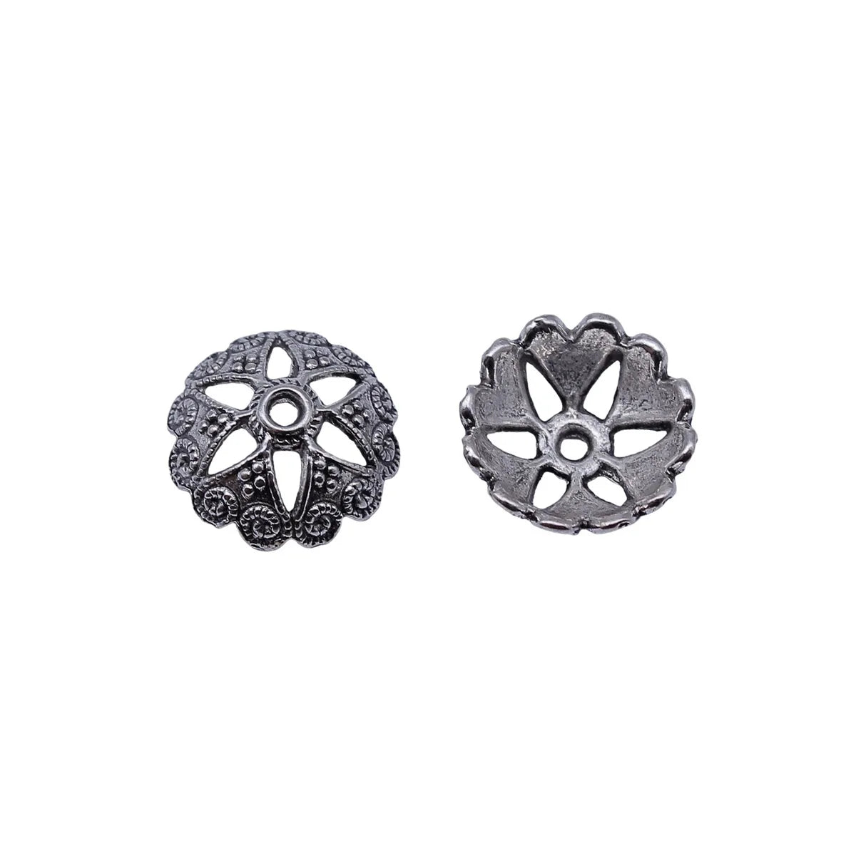 14.8x14.8x5.2mm 0.86g Antique Silver Zinc Alloy Flower Bead Cap Jewelry Findings for Necklace Earring DIY