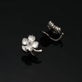 Elegant Alloy Zircon Lucky Clover Flower Stud & Clip On No Piercing Commuter Ear Cuff Earrings