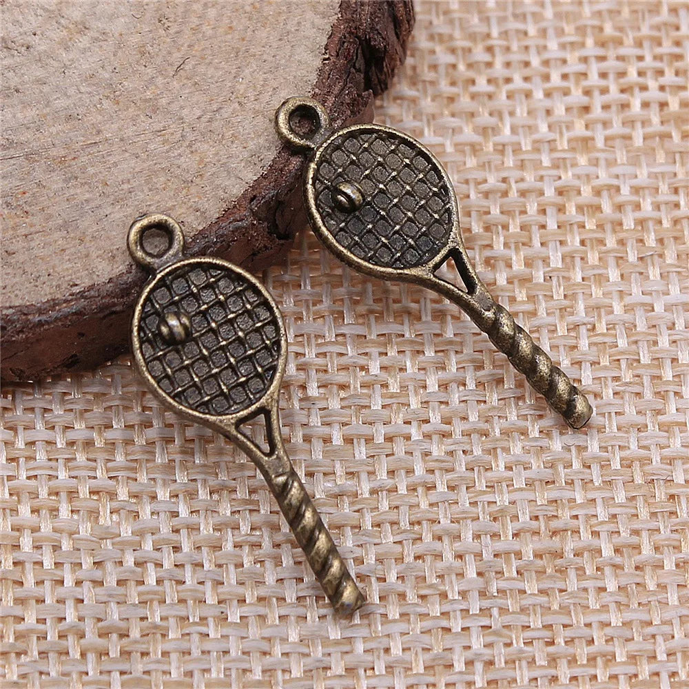 30x10mm 1g Multicolor Zinc Alloy Tennis Racket Charm Pendant for DIY Bracelet Necklace Making