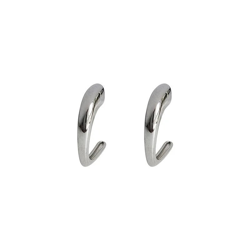 Minimalist Smooth Metallic Geometric C Shape Hoop Earrings Eco-Friendly Copper