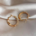14K Gold Plated Copper Rhinestone Round Geometric Drop Earrings Light Luxury Fashion Jewelry