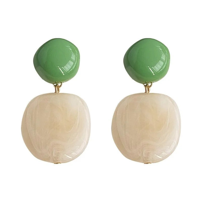 Milk Tea Apricot Acrylic Irregular Geometric Drop Earrings Fashion OL Original Design Jewelry