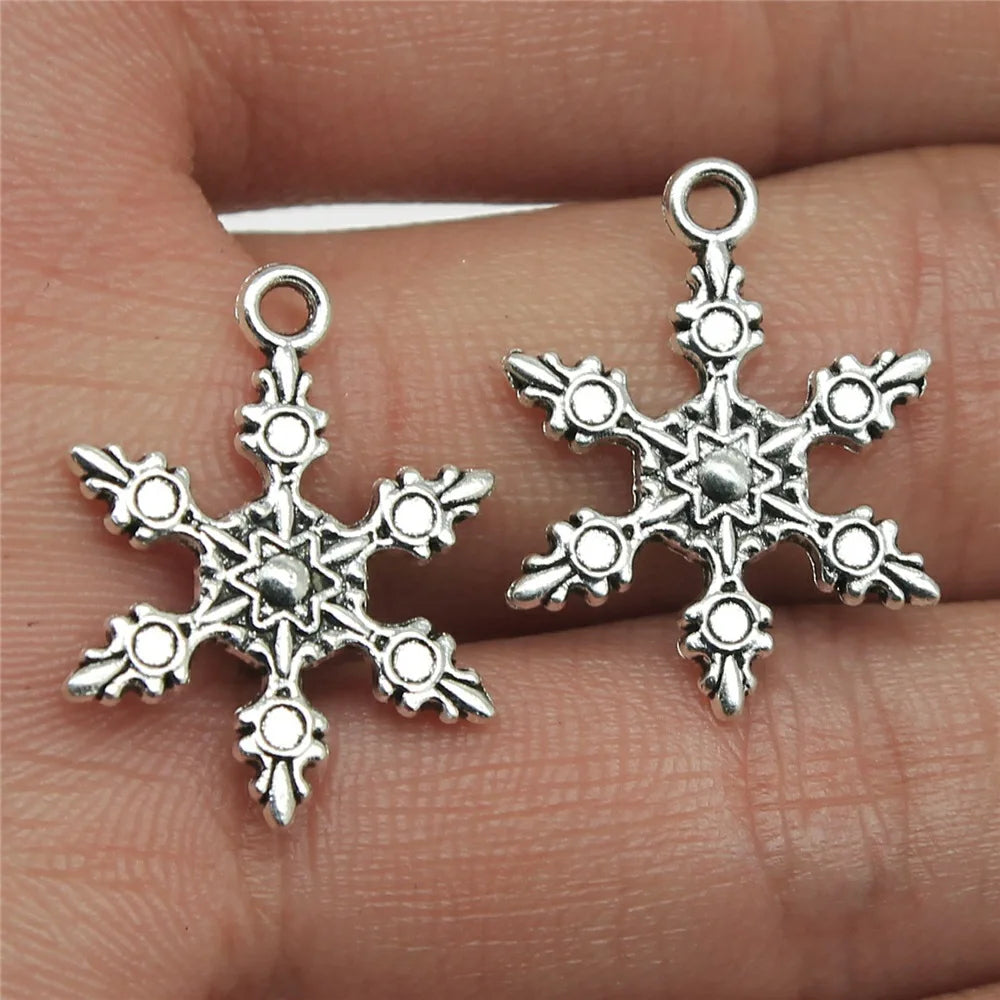 17x23mm 1.2g Antique Silver Zinc Alloy Snowflake Charm Pendant for DIY Christmas Jewelry Making
