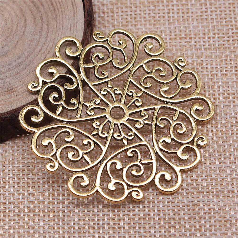 55x52mm 10.4g Multicolor Zinc Alloy Mandala Pattern Charm Pendant for DIY Necklace Making