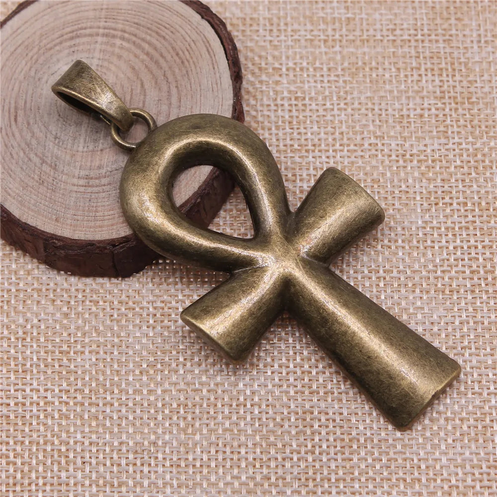 80x42mm 15.5g Multicolor Zinc Alloy Egyptian Cross Charm Pendant for DIY Jewelry Making