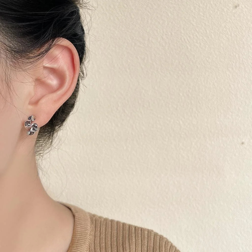 Irregular Geometric Copper Stud Earrings For Women, Minimalist Sweet Cool Office Jewelry