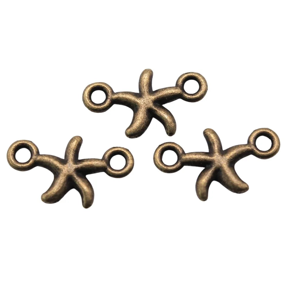 10x16mm 0.5g Multicolor Zinc Alloy Starfish Connector Charm for DIY Necklace Bracelet Jewelry Making