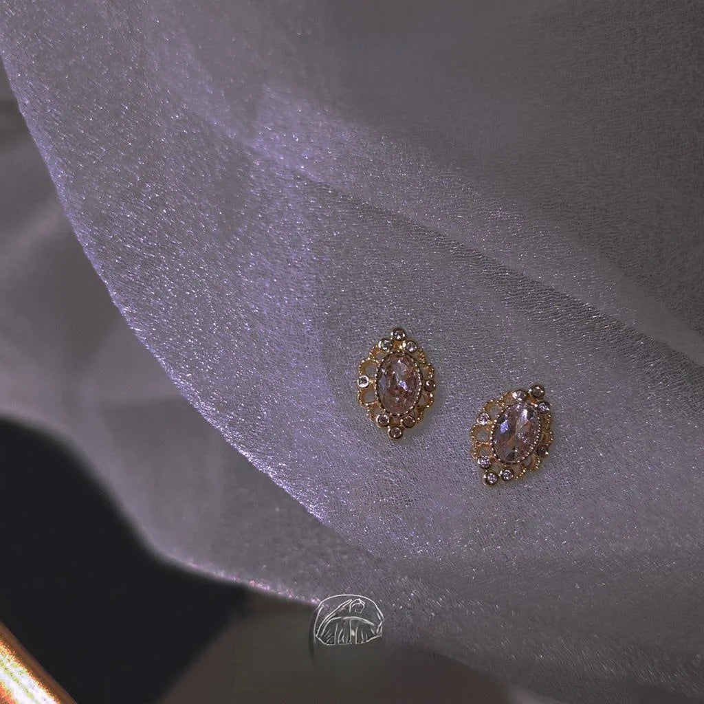 French Romantic 14K Plated Copper Micro Pave Zircon Irregular Geometric Mini Stud Earrings