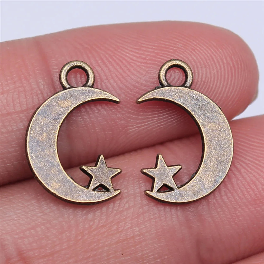 17x11mm 0.6g Multicolor Zinc Alloy Moon Star Charm Pendant for DIY Necklace Bracelet Jewelry Making