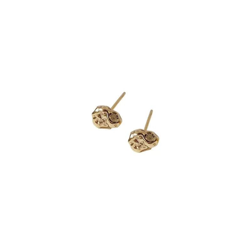 14K Gold Plated Copper Irregular Geometric Stud Earrings For Women Minimalist Trendy Jewelry
