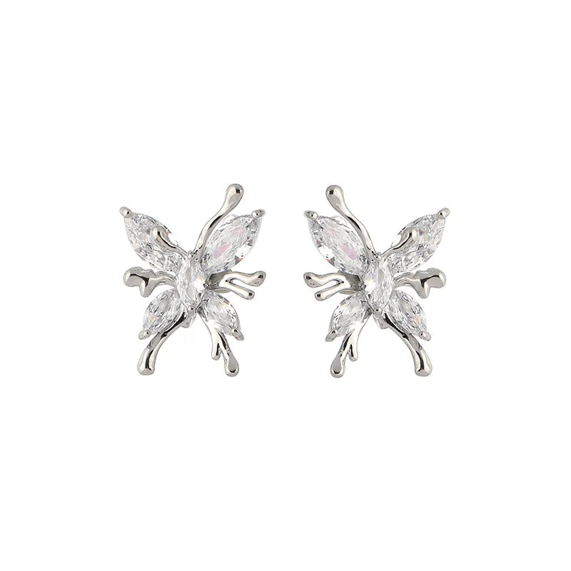 Luxury Sparkling Zircon Butterfly Stud & Clip On No Piercing Ear Cuff Jewelry Accessories Earrings