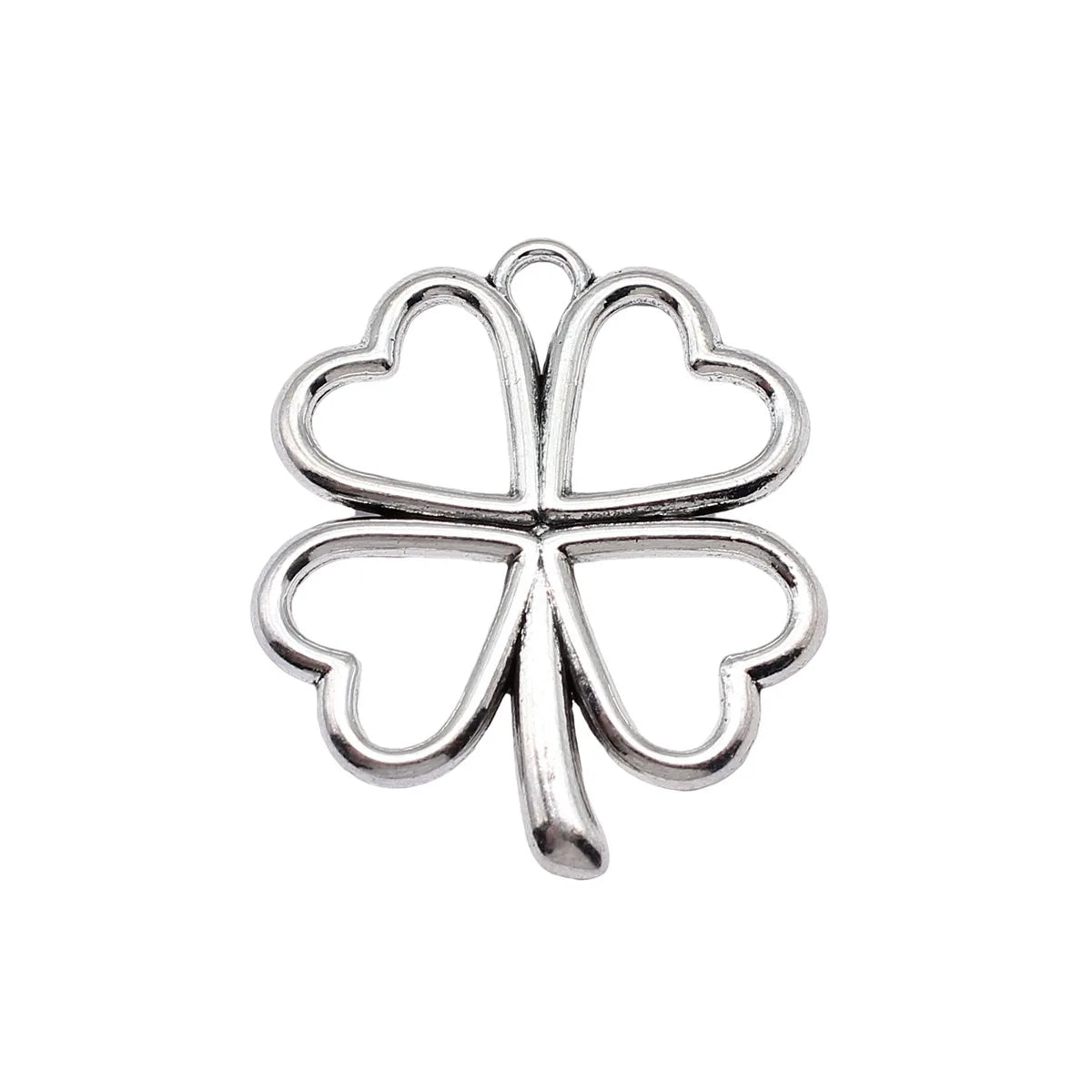 42x36mm 6.6g Multicolor Zinc Alloy Hollow Heart Four Leaf Clover Charm Pendant for DIY Jewelry Making