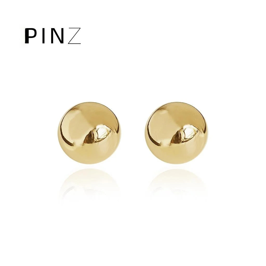 18K Gold Plated Copper Round Oval Geometric Drop Earrings For Women Light Luxury