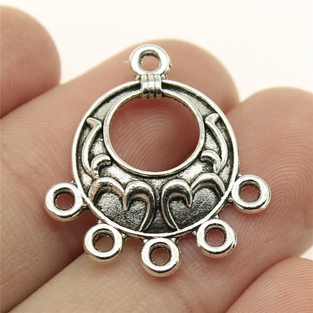 25x23mm 1.8g Multicolor Zinc Alloy Openwork Earring Connector Charms for DIY Earring Jewelry Making