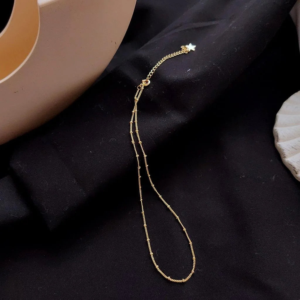 14K Gold Plated Copper Geometric Chain Necklace Korean Minimalist Clavicle Choker