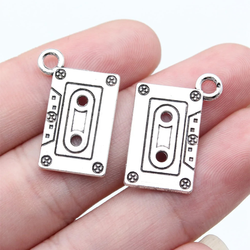 23x16mm 1.5g Antique Silver Zinc Alloy Cassette Tape Charm Pendant for DIY Necklace Bracelet Jewelry