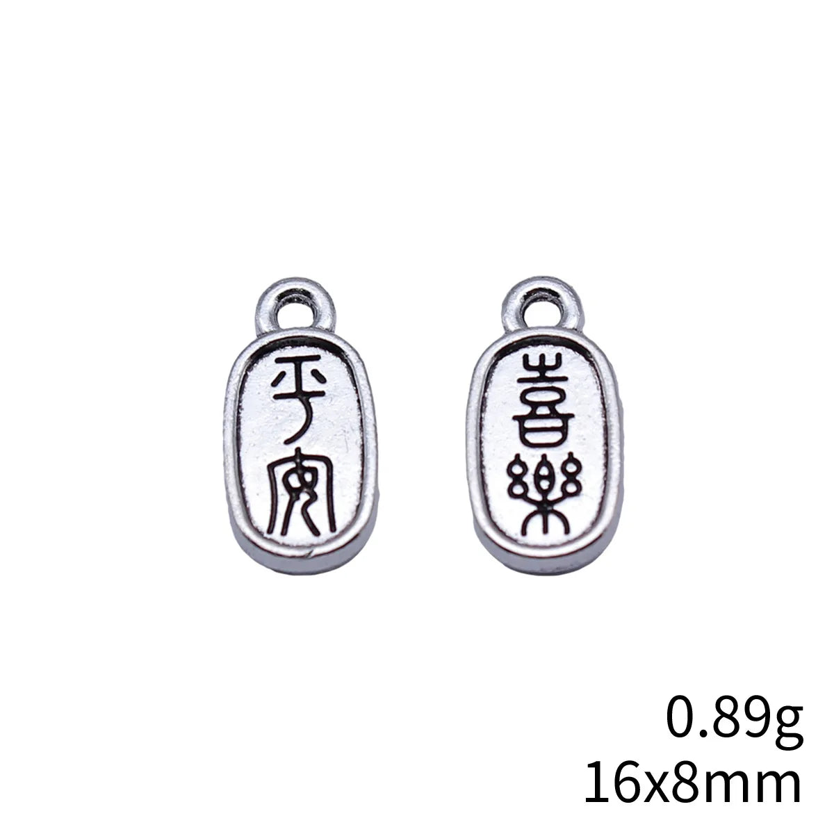 16x8mm 0.89g Antique Silver Zinc Alloy Peace Joy Character Charm Pendant for DIY Necklace Bracelet