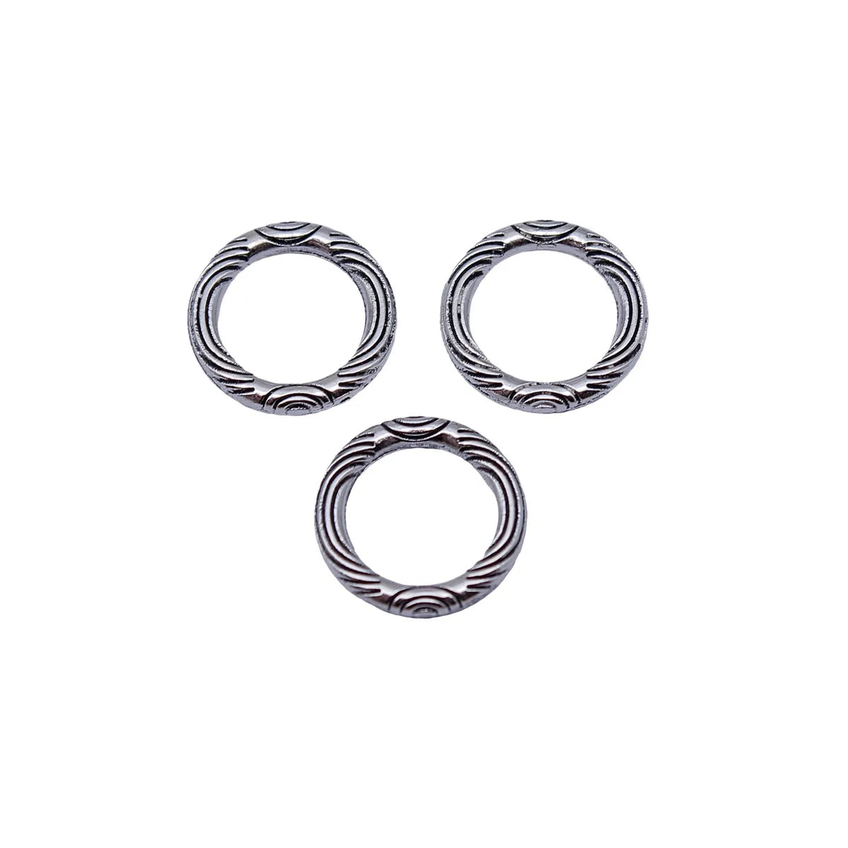 12x12mm 0.49g Antique Silver Zinc Alloy Patterned Round Ring Charm Pendant for DIY Bracelet Jewelry