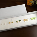 5 Piece Lucky Flower Zircon Stud Earrings Copper Floral Geometric Light Luxury Jewelry