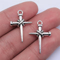 22x16mm 1.3g Antique Silver Zinc Alloy Nail Cross Charm Pendant for DIY Necklace Bracelet Making