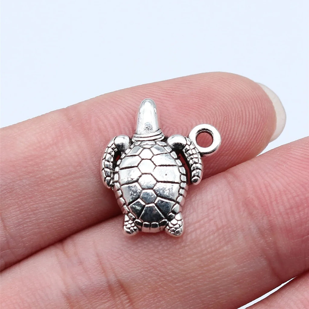 18x16mm 1.4g Antique Silver Zinc Alloy Sea Turtle Charm Pendant for DIY Necklace Bracelet Jewelry Making